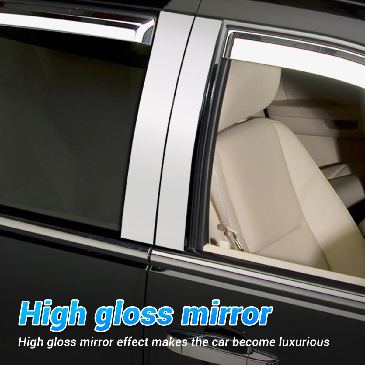 6pcs Pillar Post Cover Trim Replacement For S Class W220 1998 To 2006 Mirrored Finish Chrome Weather Resistant Door Window