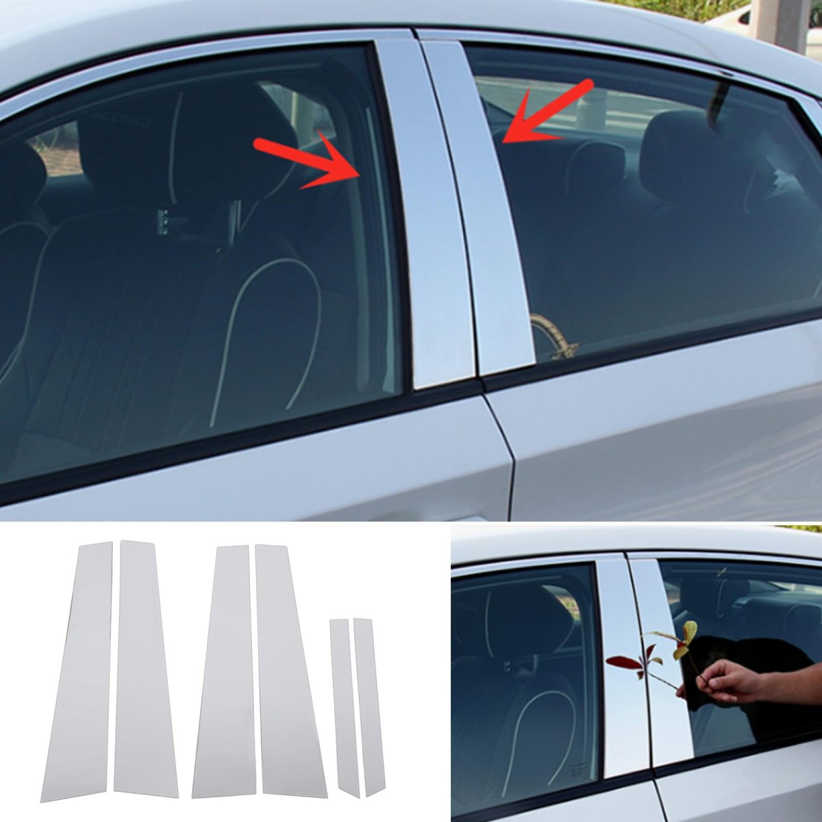 6pcs Pillar Post Cover Trim Replacement For S Class W220 1998 To 2006 Mirrored Finish Chrome Weather Resistant Door Window