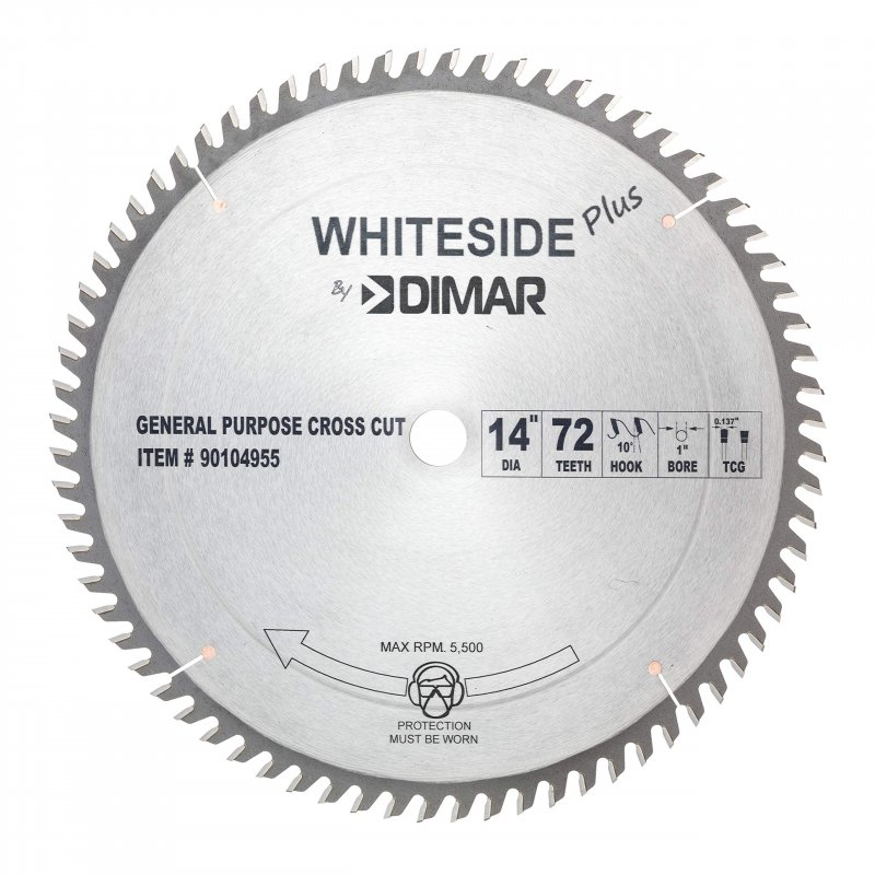 Whiteside Crosscut Saw Blade 14 72 Tooth 1 Arbor Tcg Grind 90104955