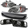 Auto Dynasty For Honda Civic Headlight Chrome Bumper Fog Light Clear Lens Grille 6th Generation Ej Em Ek D16facelifted 