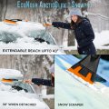 Extendable Ice Scraper And Snow Brush For Car Windshield 43 In Telescopic 3 Part Detachable Broom Trucks Suv Orange 2 Pack