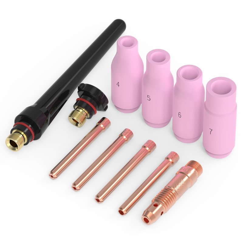 11pcs Tig Welding Torch Consumables Kit Collets Alumina Ceramic Cups For Wp 17 18 26 Bpg35-11