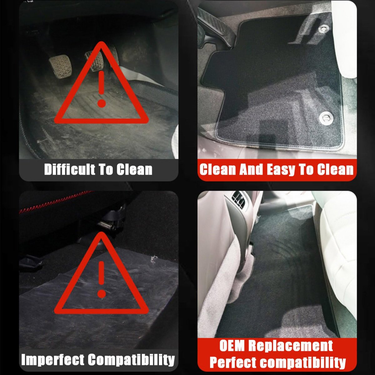 Black Velour Front Rear Floor Mats Carpet For Honda Accord Sedan 2008 2009 2010 2011 2012