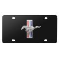 Ford Mustang Tri-bar 3d Dome Logo On Solid Black Stainless Steel License Plate Official Licensed 