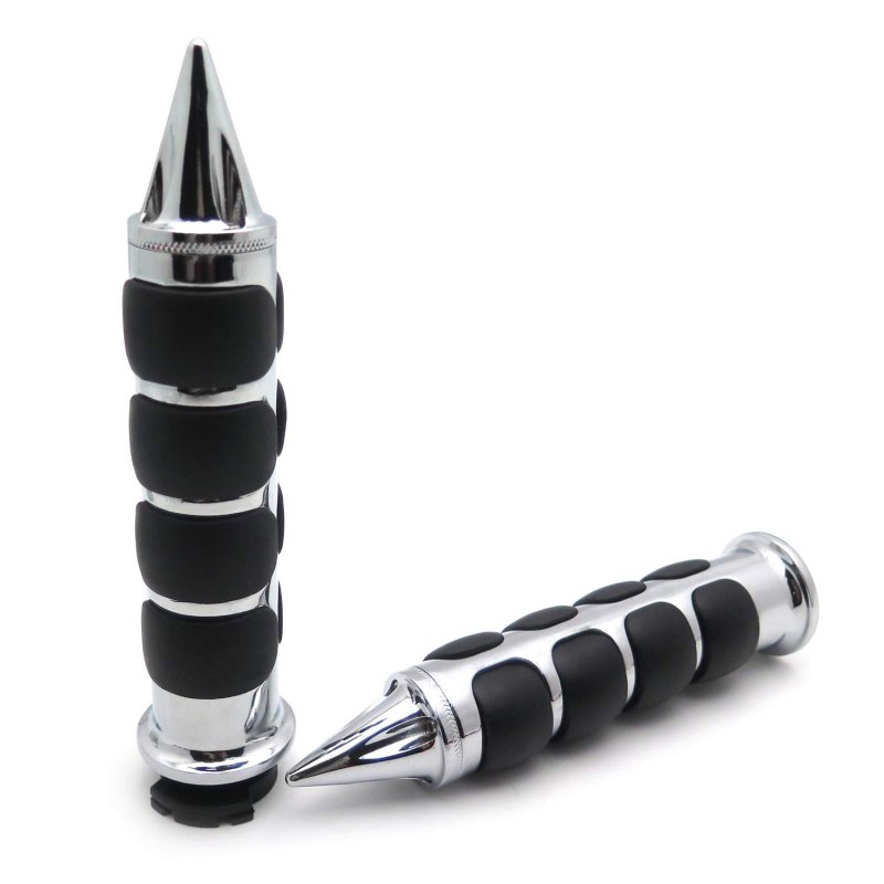 Chromed Spike Rubber 1 In Handlebar Grips For Goldwing Gl1200 Gl1500 Gl1800 And Various Kawasaki Suzuki Yamaha Harley Davidson