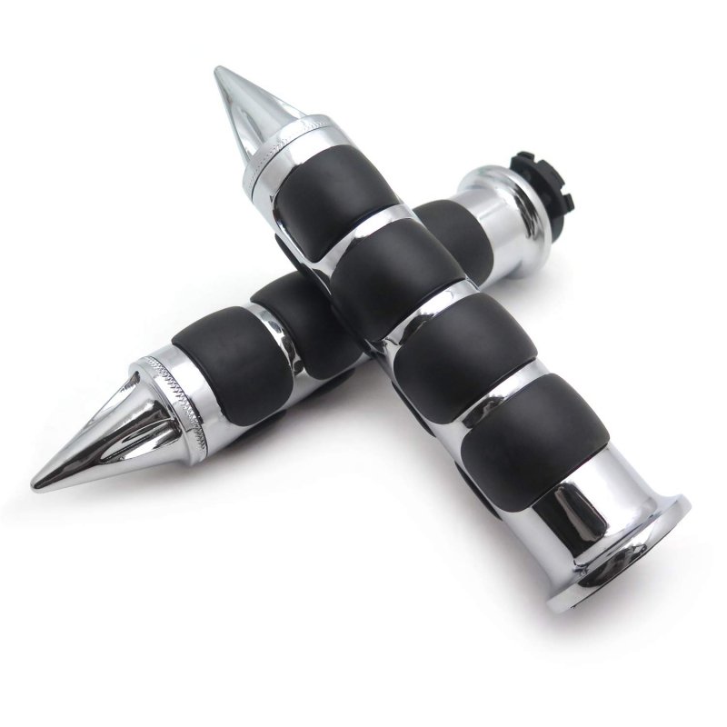 Chromed Spike Rubber 1 In Handlebar Grips For Goldwing Gl1200 Gl1500 Gl1800 And Various Kawasaki Suzuki Yamaha Harley Davidson