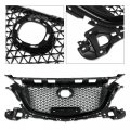 G-plus Gloss Black Honeycomb Front Bumper Upper Grille Compatible With Mazda 3 Axela 2017-2018 Abs Painted
