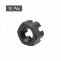 Uxcell M10x1mm Hexagon Slotted Nut Grade 4 8 Carbon Steel Hex Castle Nuts Black 10pcs