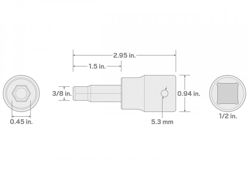 Tekton 1 2 Inch Drive X 3 8 Hex Impact Bit Socket Sib22210