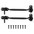 2pcs 6 Hook And Eye Latch Barn Door Lock Stainless Steel Cabin Privacy Gate Hooks For Window Sliding Fence Shed Black 