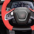 Mewant Hand Sew Carbon Fibre Suede Car Steering Wheel Cover For Chevrolet Stingray Z06 Corvette C8 2020-2022 Accessories