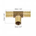 Uxcell Barb Hose Fitting 12mm Od Tee T Shape Pipe Connector Brass 2pcs With 6pcs 9-16mm Clamps
