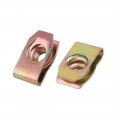 Uxcell Fit M8 Screw 65mn Spring Steel Zinc Plated U Nut Brass Tone 26 5mm X 16mm 20pcs