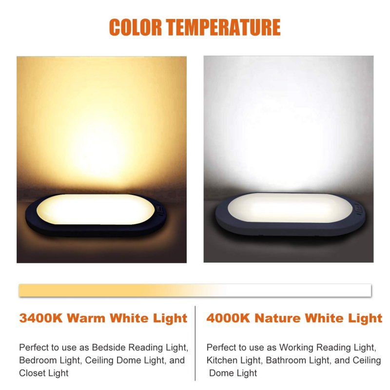 12v Led Rv Pancake Light 3400k Warm White Interior Ceiling Dome With On Off Switch For Motorhomes Camper Caravan Trailer Boat 2