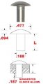 An455-ad6-8 Solid Aluminum Brazier Head Rivets 3 16 In Diameter X 1 2 Length Plain Finish 215 Pieces