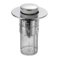 Bathroom Sink Stopper With Seal Ring Push Type Drain Strainer Stainless Steel Filter Basket Hair Catcher Fit For 1 3 -1 6 Dia 