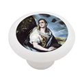 Mary Magdalen In Penitence By El Greco Decorative High Gloss Ceramic Drawer Knob 