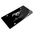 Ford Mustang Script Laser Mark Checker Stripe Matt Look Black Acrylic License Plate 11 88 In X 6 Official Licensed Plfd Abl01
