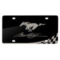 Ford Mustang Script Laser Mark Checker Stripe Matt Look Black Acrylic License Plate 11 88 In X 6 Official Licensed Plfd Abl01