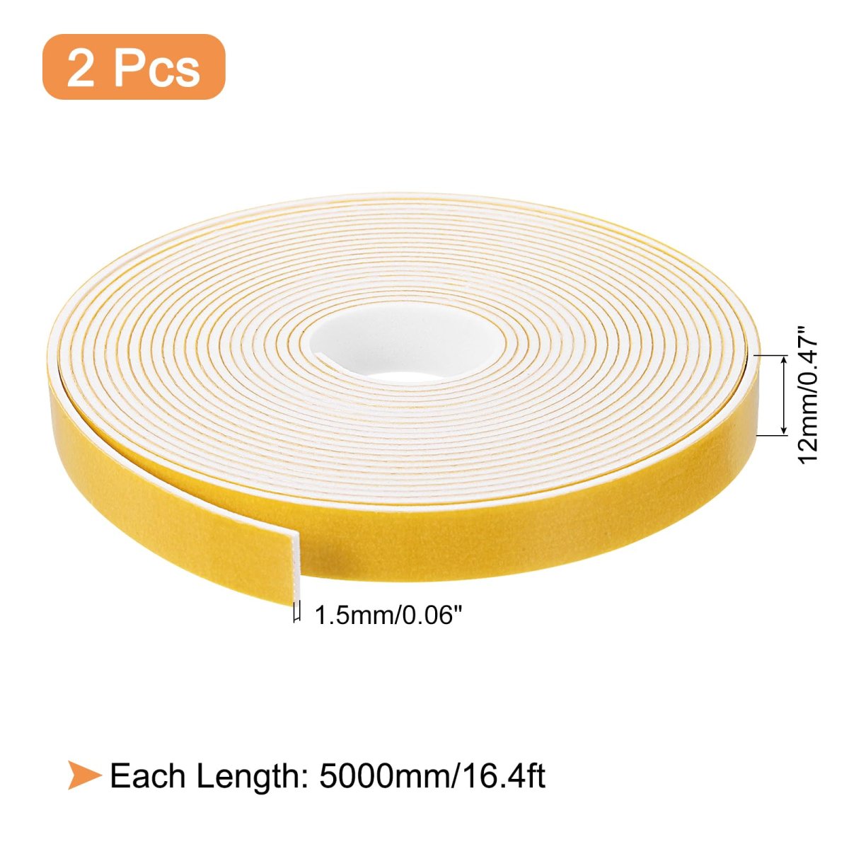 2 Rolls Foam Weather Stripping 1 Wide X 16 Thick 4 Ft Door Seal Adhesive Tape White Insulation Strip For Window