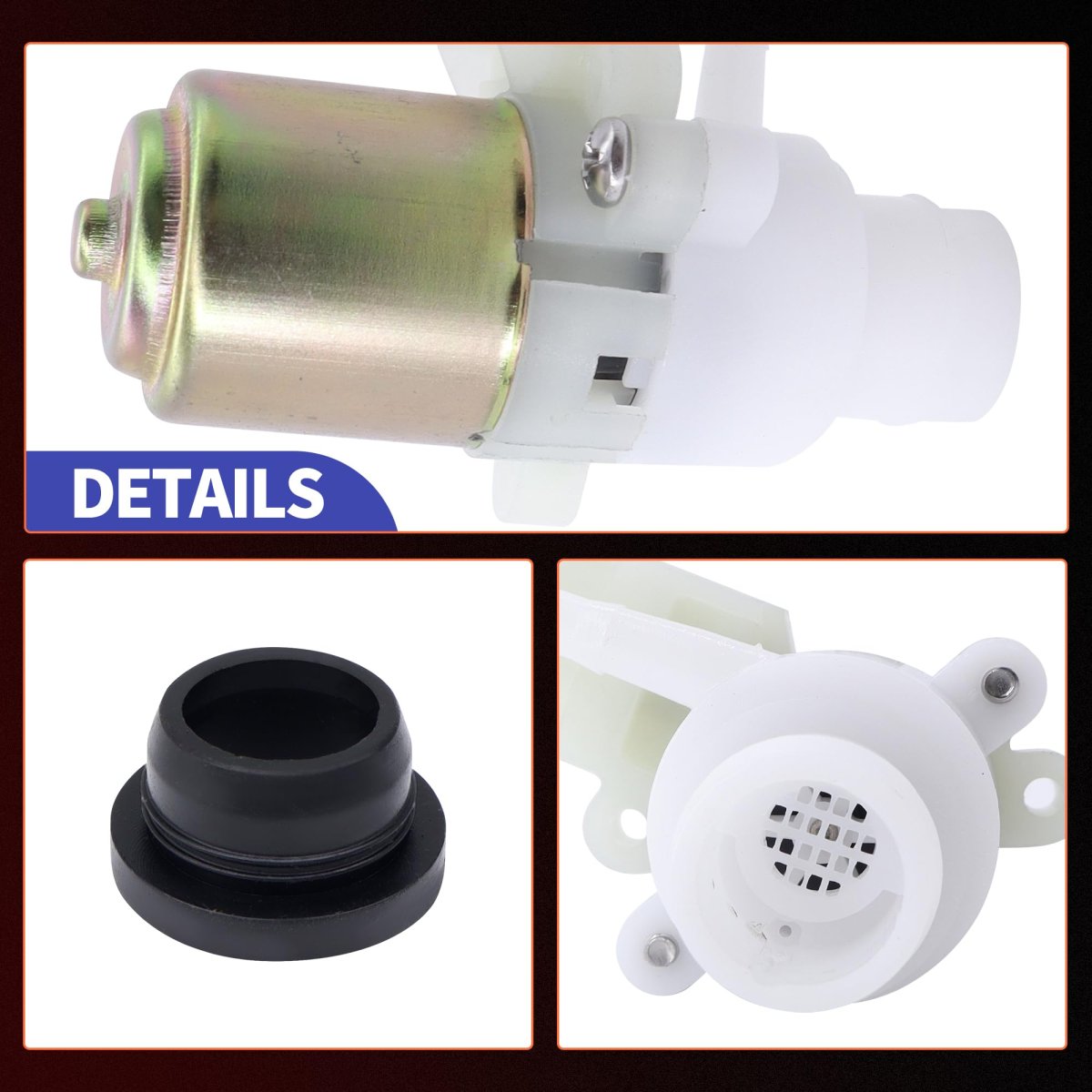 Windshield Washer Fluid Pump For Peterbilt 320 330 335 386 389 579 And Kenworth T680 T880 Replaces 104307 T4695001 104252