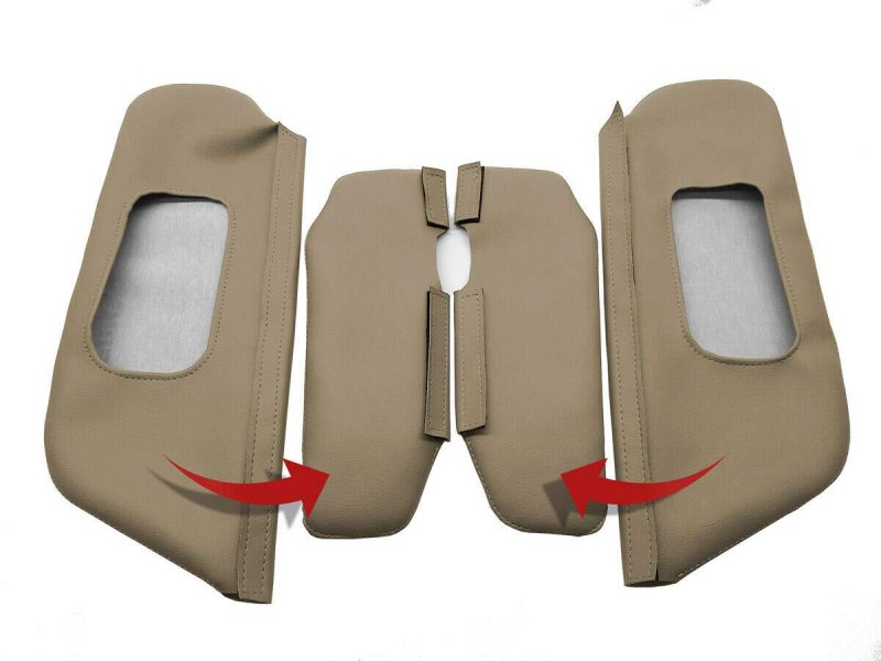 Autoguru Sunvisors Set Cover Pvc Leather Made For Ford Excursion 2000-2006 Med Parchment