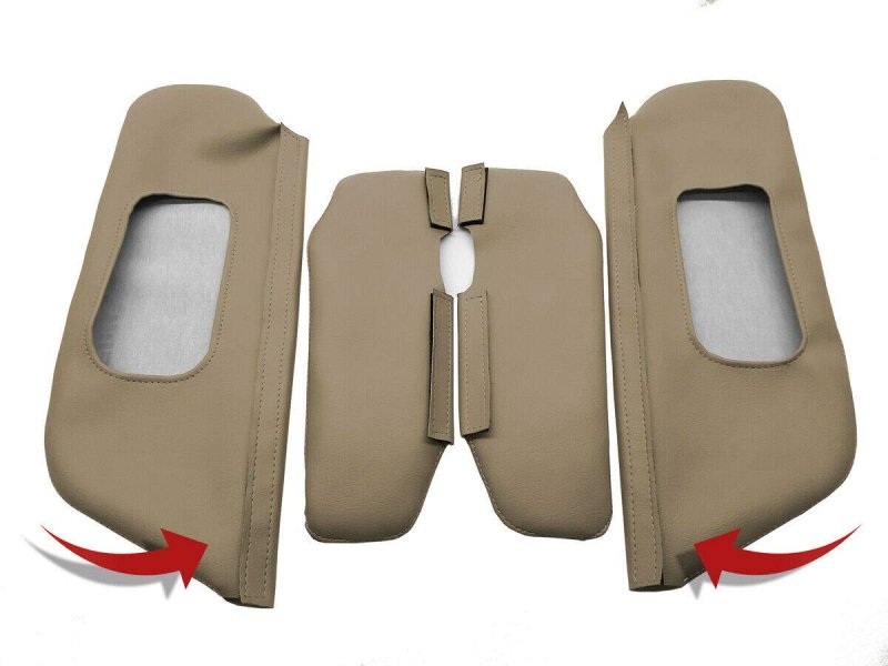 Autoguru Sunvisors Set Cover Pvc Leather Made For Ford Excursion 2000-2006 Med Parchment