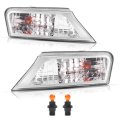 Hecasa Turn Signal Corner Light For 2008-2012 Jeep Liberty Front Bumper Lamp W Bulbs Pair Clear Lens Chrome Housing Driver