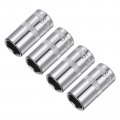 Uxcell 4 Pcs 1 4-inch Drive 9mm 6-point Shallow Socket Metric Steel With Chrome Plated