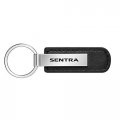 Ipick Image For Nissan Sentra Silver Metal Plate Black Pu Leather Strap Key Chain Keychain Official Licensed
