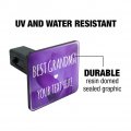 Personalized Custom 1 Line Best Grandma Grandmother Purple Tow Trailer Hitch Cover Plug Insert