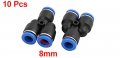 Uxcella 10pcs 8mm Dia Y Type 3 Ways Tube Hose Pneumatic Air Quick Fitting Push In Connector