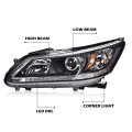 One Left Driver Side Headlight For Honda Accord 2013 2014 2015 Headlamp Halogen Clear Lens Black Housing Amber Reflectorbumper