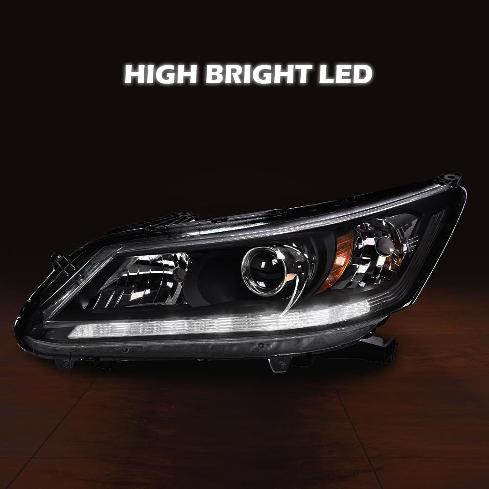 One Left Driver Side Headlight For Honda Accord 2013 2014 2015 Headlamp Halogen Clear Lens Black Housing Amber Reflectorbumper