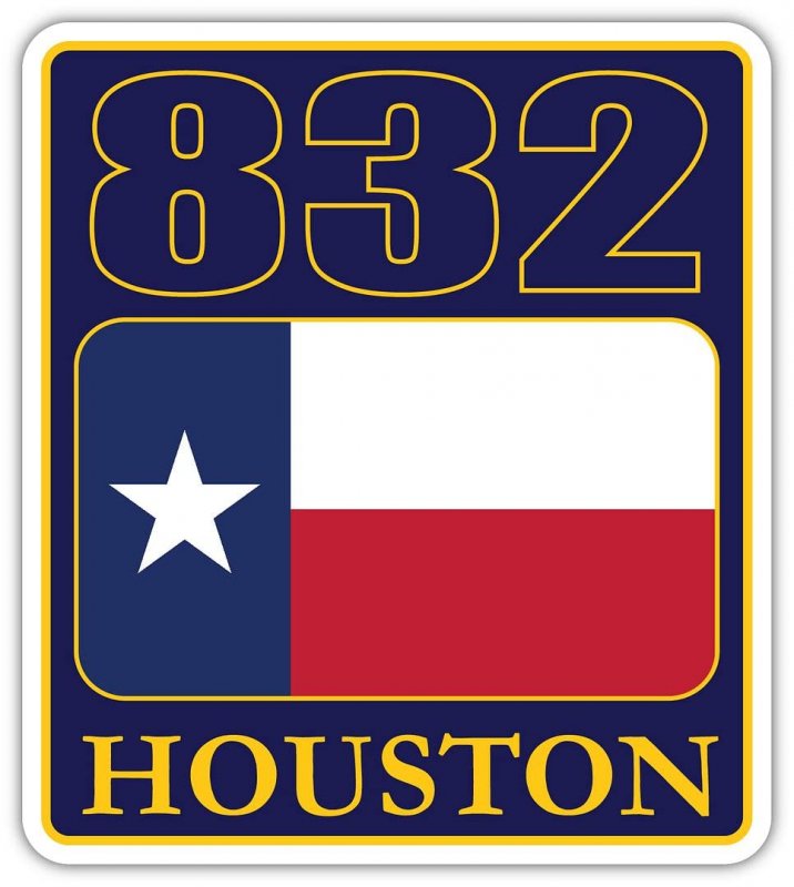 832 Area Code Houston Alvin Atascocita Texas Flag Weatherproof Outdoor Sticker Perfect For Toolboxes Laptops Trucks Skateboards