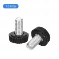 Uxcell 15pcs M6x12mm Threaded Knurled Thumb Screws Zinc Plated Carbon Steel Clamping Knobs Grip Plastic Round Head Thumbscrews