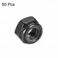 Uxcell Hex Lock Nuts M5 X 0 8mm Carbon Steel Nylon Insert Self-locking For Fasteners 50pcs Black