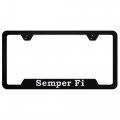 Au-tomotive Gold Laser Etched Logo Cut-out License Plate Frame For Semper Fi Black 