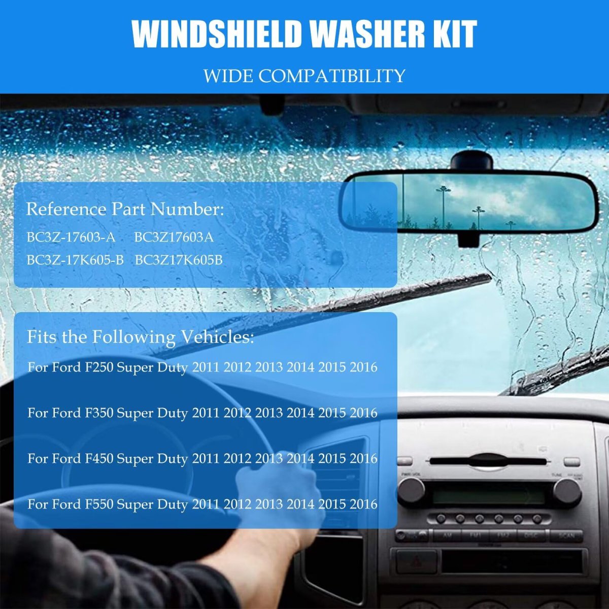 Windshield Washer Nozzle Jet Hose Kit For Ford F250 F350 F450 F550 Super Duty 2011 2016 Replace Bc3z-17603-a Bc3z-17k605-b