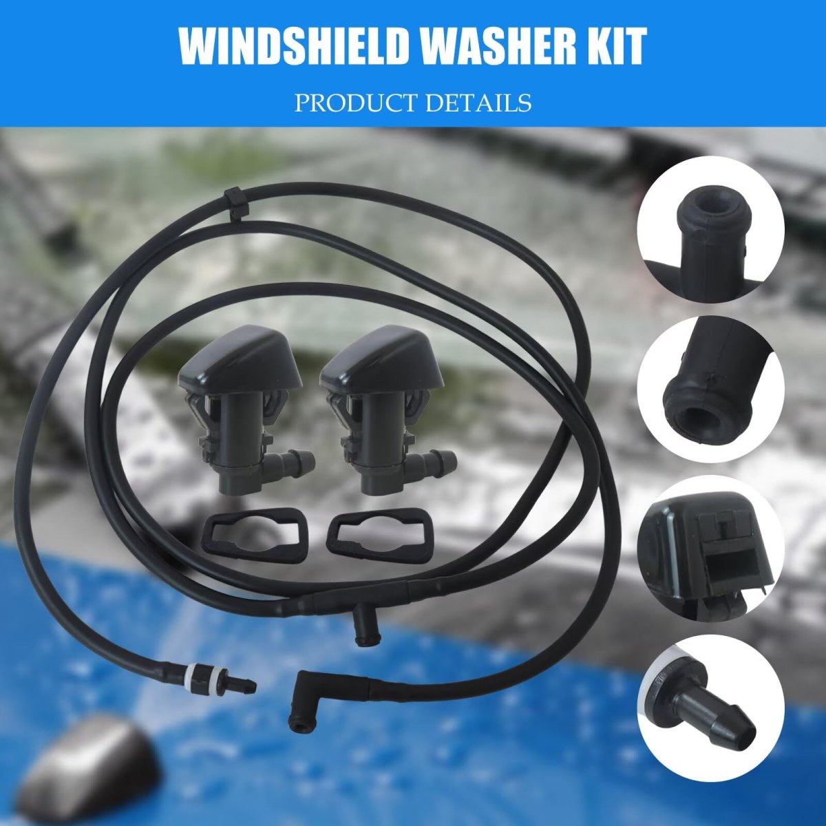Windshield Washer Nozzle Jet Hose Kit For Ford F250 F350 F450 F550 Super Duty 2011 2016 Replace Bc3z-17603-a Bc3z-17k605-b