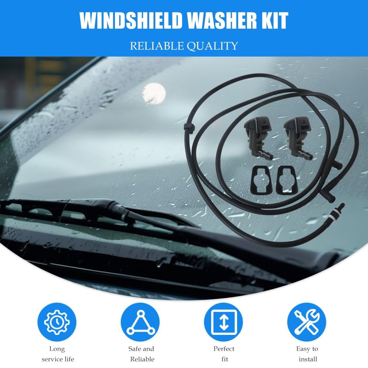 Windshield Washer Nozzle Jet Hose Kit For Ford F250 F350 F450 F550 Super Duty 2011 2016 Replace Bc3z-17603-a Bc3z-17k605-b