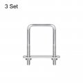 Uxcell Square U-bolts 3 Sets 42mm 1 65 Inner Width 80mm Length M6 304 Stainless Steel U Clamp Bolt With Nuts And Plates For