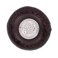 Vicenza Designs K1279 Cestino Knob With Brown Round Leather Large Polished Silver 