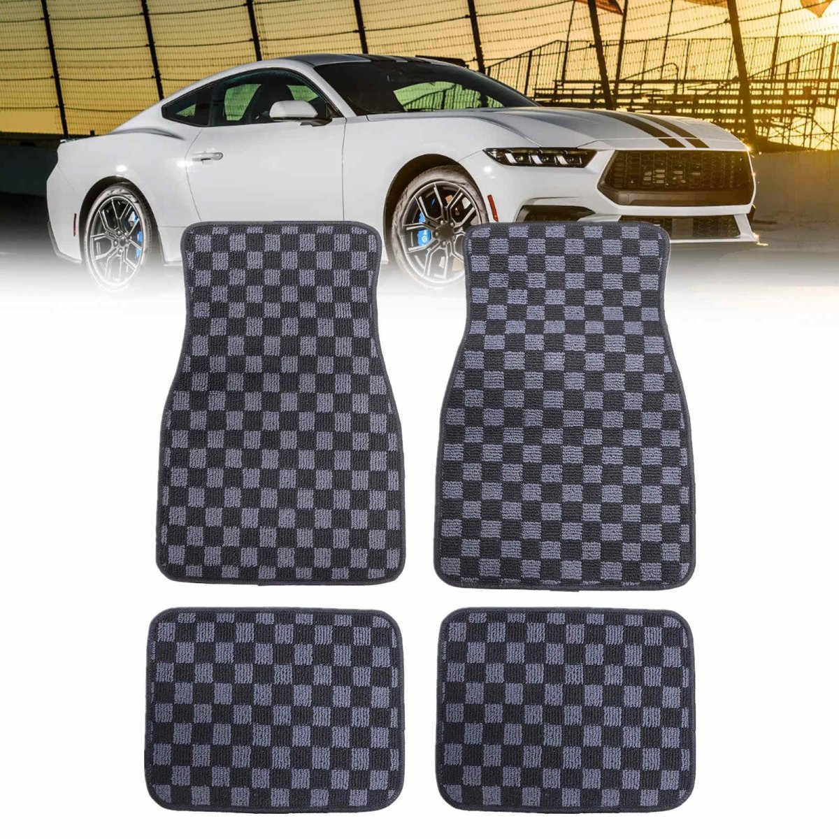 Universal Floor Mats Carpet 4 Piece Set Black Velour And Plastic Interior For Passenger Cars Front Rear Row Direct Replacement