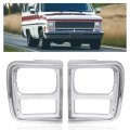 Hecasa Front Pair Headlight Bezel Silvery For 1985-1991 Chevy Chevrolet G10 G20 G30 Gmc G1500 G2500 G3500 Headlamp Cover Trim 