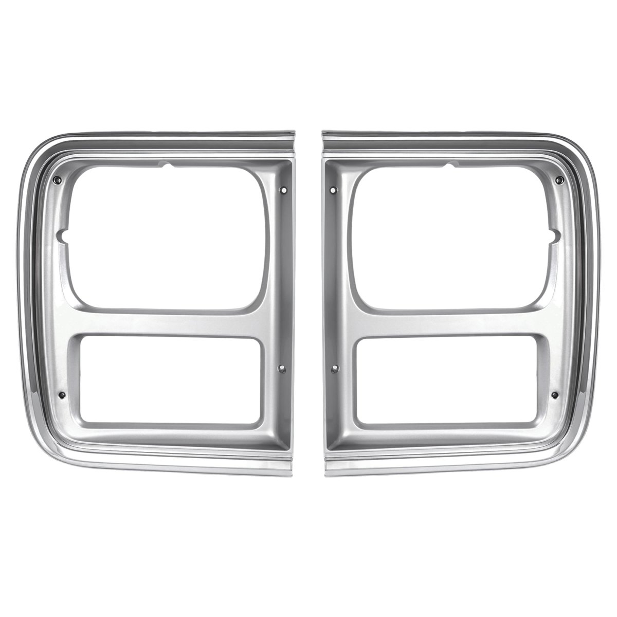 Hecasa Front Pair Headlight Bezel Silvery For 1985-1991 Chevy Chevrolet G10 G20 G30 Gmc G1500 G2500 G3500 Headlamp Cover Trim