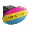 Personalized Custom 1 Line Pansexuality Pride Flag Oval Tow Trailer Hitch Cover Plug Insert
