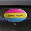 Personalized Custom 1 Line Pansexuality Pride Flag Oval Tow Trailer Hitch Cover Plug Insert