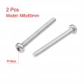 Uxcell M8x80mm Machine Screws Pan Phillips Cross Head Screw 304 Stainless Steel Fasteners Bolts 2pcs