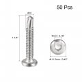 Uxcell Hex Socket Self Tapping Screws 10 X 1-1 4 410 Stainless Steel Sheet Metal Flat Head Drilling Screw 50pcs Silver